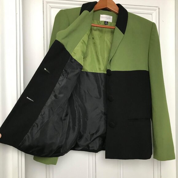 Preston & York Blazer Women’s Size 6 Green & Black Solid Open Front Sleeves - Picture 4 of 9